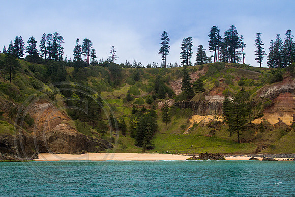 Anson Bay from the water, Norfolk Island